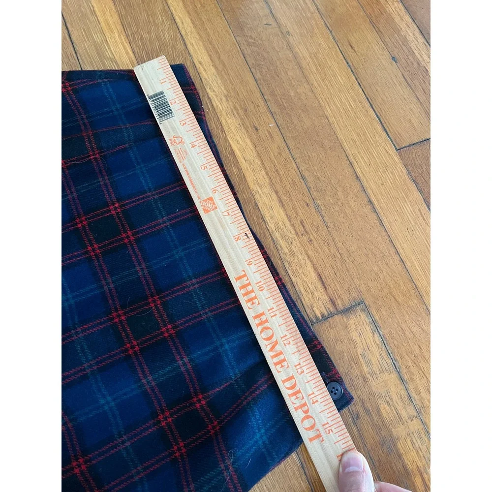 Vintage Pendleton Wool Plaid Skirt Navy Blue Red Green High Waist Midi USA Made